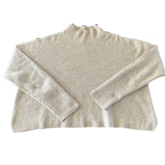 BP Oversized Cropped Mock Turtleneck Sweater Heather Cream - Women’s L - Picture 1 of 6